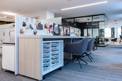 NeoCon2019_Workspace_SerenadeTable_RuckusStorage_CalidaChairs2